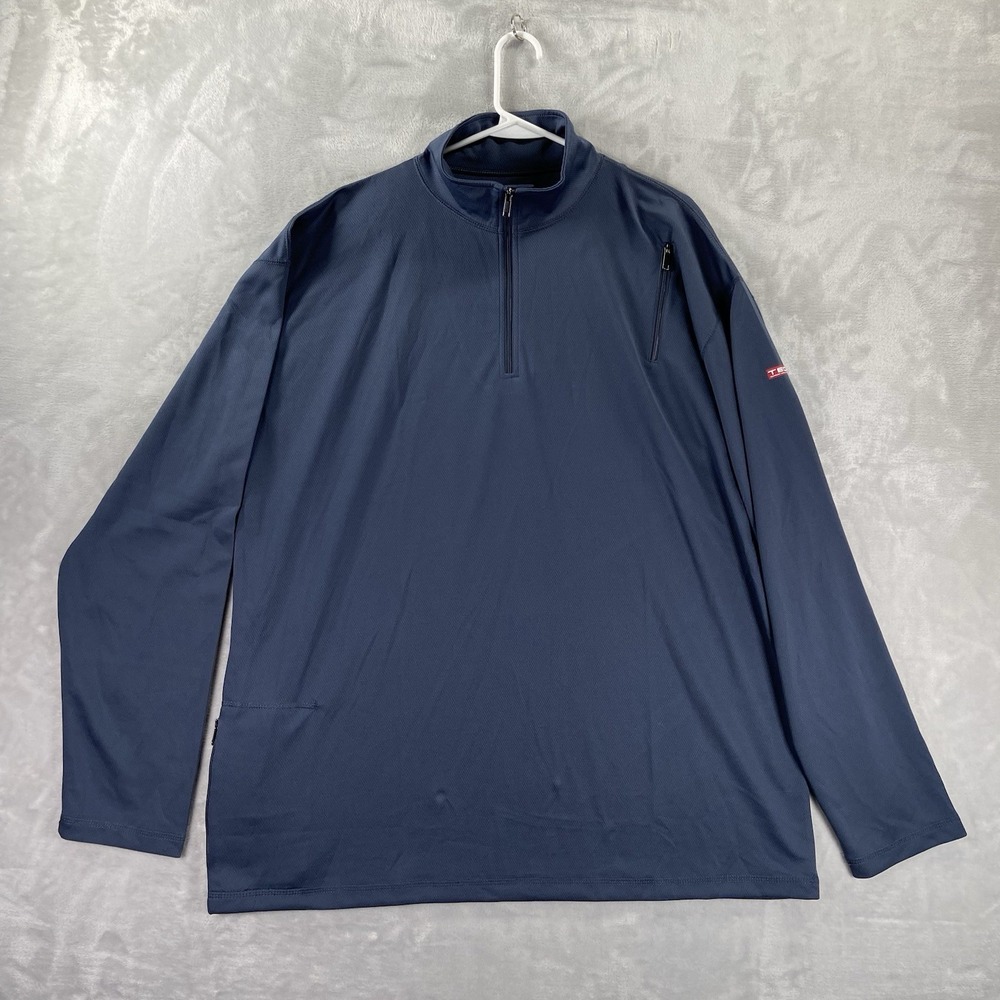 ScottEVest Shirt men's XXL Performance TEC 1/4 Zip Pullover Blue Pockets Casual